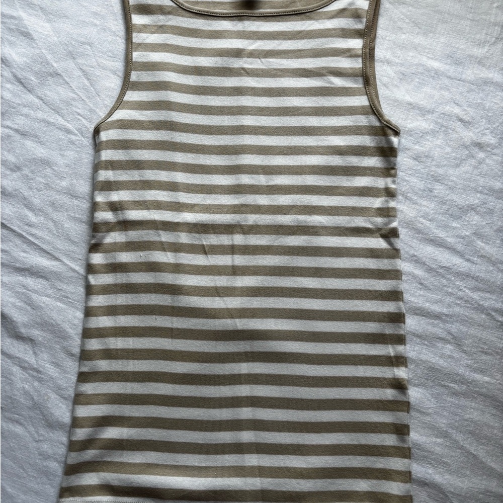 J. Crew White and Brown Classic Tang Top